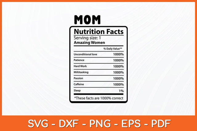 Mom Nutrition Facts Svg Design SVG artprintfile 