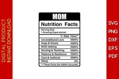 Mom Nutrition Facts SVG PNG PDF Cut File SVG Creativedesigntee 