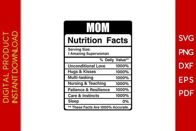 Mom Nutrition Facts SVG PNG PDF Cut File SVG Creativedesigntee 
