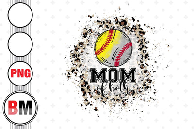 Mom Of Both Baseball Softball Leopard PNG Files Sublimation BMDesign 