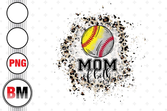 Mom Of Both Baseball Softball Leopard PNG Files Sublimation BMDesign 