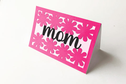 Mom or Mum Papercut Card with Flowers SVG SVG Risa Rocks It 
