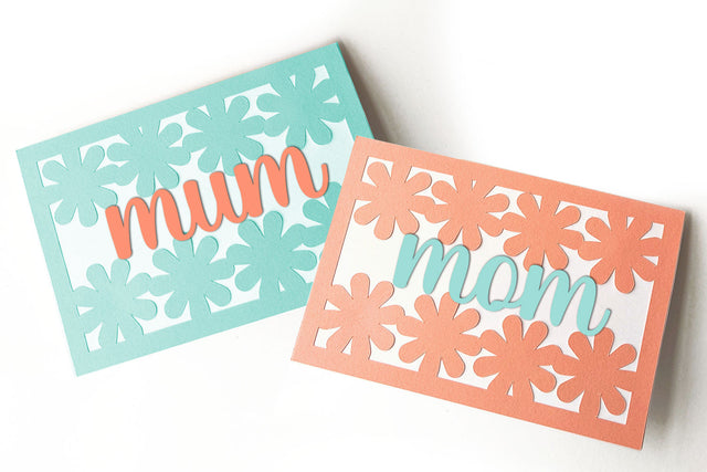 Mom or Mum Papercut Card with Flowers SVG SVG Risa Rocks It 
