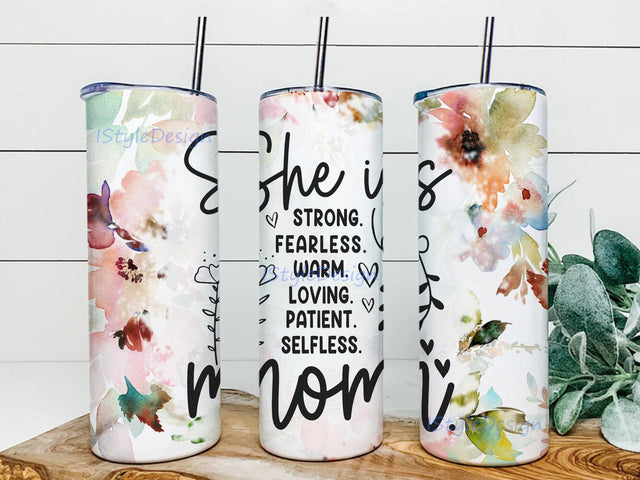 Mom Quote Floral 20oz Skinny Tumbler Png, Mother's Day Quote, Floral Tumbler, Floral Mom Wrap For Sublimation, Mom Sublimation Designs Png Sublimation iStyleDesign 