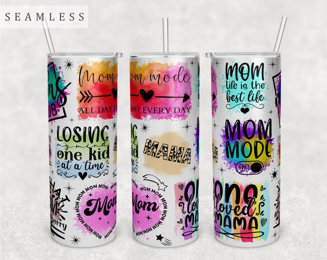 Mom Quotes Tumbler Wrap, 20 Oz Skinny Tumbler Mom Sayings Design For Sublimation, Seamless Tumbler PNG Sublimation HappyDesignStudio 
