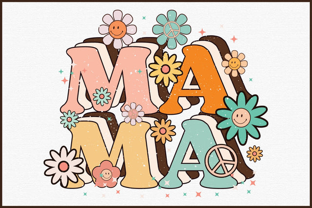 Mom Retro Flowers PNG Sublimation Sublimation designartist 