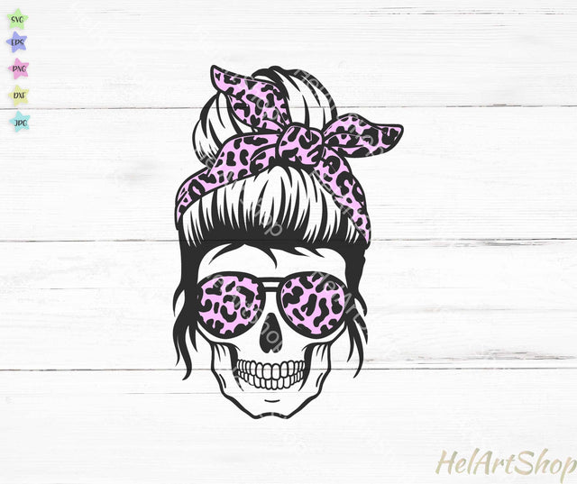 Mom skull svg, Messy bun svg SVG _HelArtShop_ 