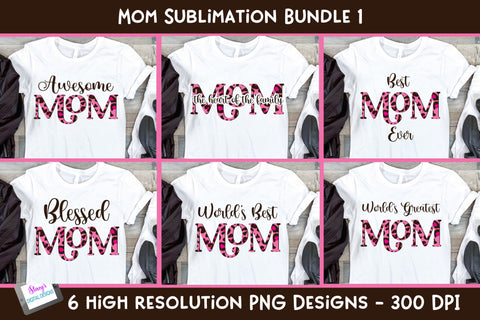 Mom Sublimation Bundle Vol. 1 - 6 pink animal print designs Sublimation Stacy's Digital Designs 