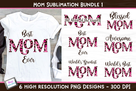 Mom Sublimation Bundle Vol. 1 - 6 pink animal print designs Sublimation Stacy's Digital Designs 