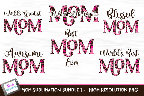 Mom Sublimation Bundle Vol. 1 - 6 pink animal print designs Sublimation Stacy's Digital Designs 