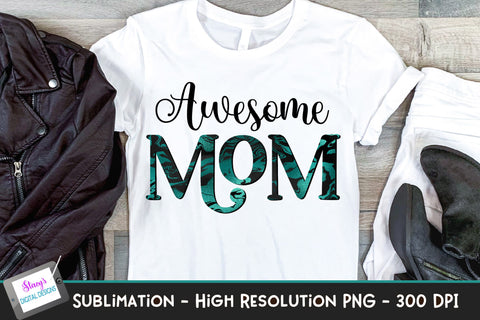 Mom Sublimation Bundle Vol. 2 - 6 teal and black mom designs Sublimation Stacy's Digital Designs 