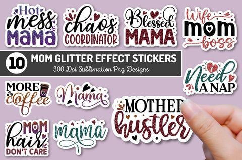 Mom Sublimation Stickers Glitter Effect Bundle Sublimation Regulrcrative 