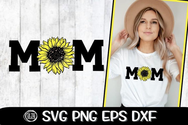 MOM - Sunflower - Cut File - Hand Drawn - SVG PNG EPS DXF SVG On the Beach Boutique 