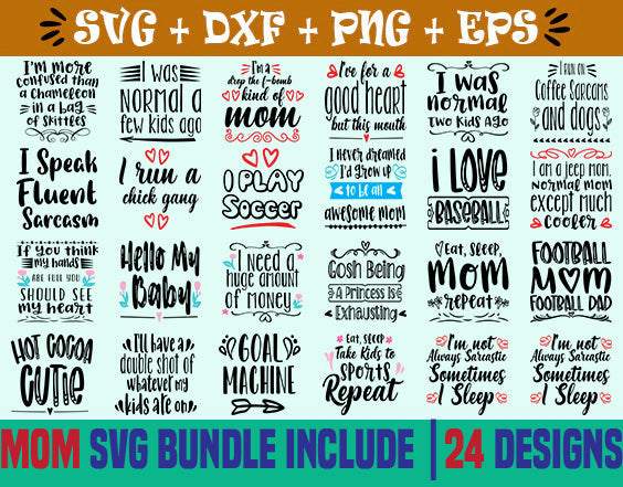 Mom SVG bundle include 24 Designs SVG SVG Studio 