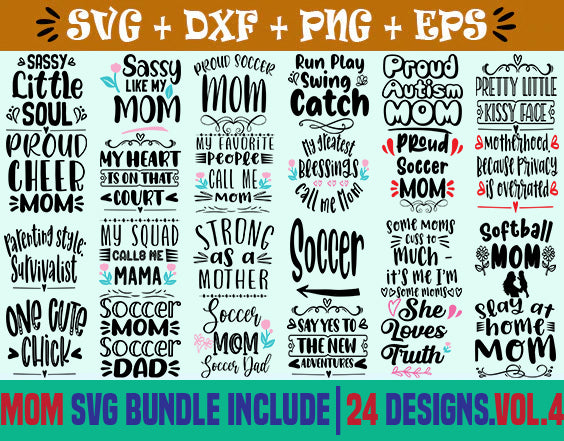 Mom SVG bundle include 24 designs.vol.4 SVG SVG Studio 