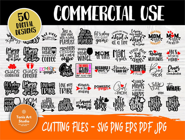 Mom SVG Bundle | Mother's Day Svg | 50 Shirt Designs | Mama Svg | Mom Cut Files | Mom Shirt Designs | Mom Life Svg | Wine Coffee Mug Svg SVG TonisArtStudio 