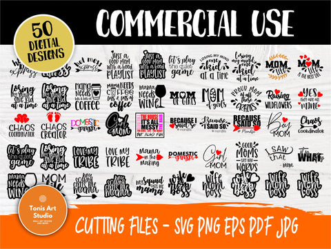 Mom SVG Bundle | Mother's Day Svg | 50 Shirt Designs | Mama Svg | Mom Cut Files | Mom Shirt Designs | Mom Life Svg | Wine Coffee Mug Svg SVG TonisArtStudio 
