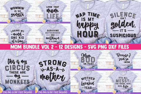 Mom SVG Bundle Vol 2 | Funny Motherhood Shirt Quotes SVG Cheese Toast Digitals 