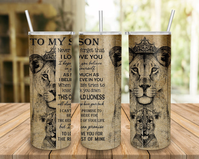 Mom to Son Lion Never Forget That I love You Tumbler wrap Sublimation BOO-design 