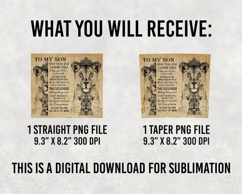 Mom to Son Lion Never Forget That I love You Tumbler wrap Sublimation BOO-design 