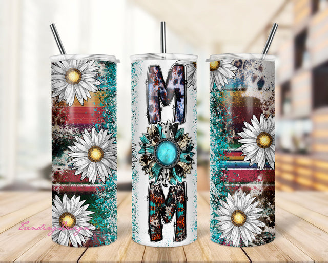 Mom Tumbler ,Daisy Tumbler, Mother's Day Tumbler, Western Design, Tumbler png, Skinny Tumbler wrap 20 oz PNG Sublimation TrendingDesign 