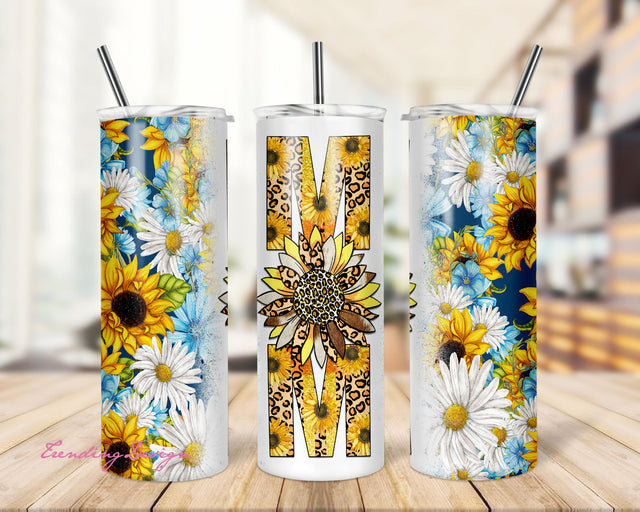 MOM Tumbler Wrap PNG Blue Floral Tumbler Sublimation Designs Downloads Skinny 20oz Design 2022 Sublimation TrendingDesign 