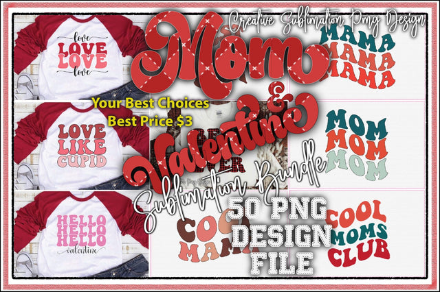 Mom & Valentine Sublimation Bundle Sublimation Creativeart88 