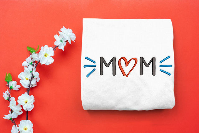 Mom with Heart in Hand Drawn Style Embroidery Design Embroidery/Applique DESIGNS Designed by Geeks 