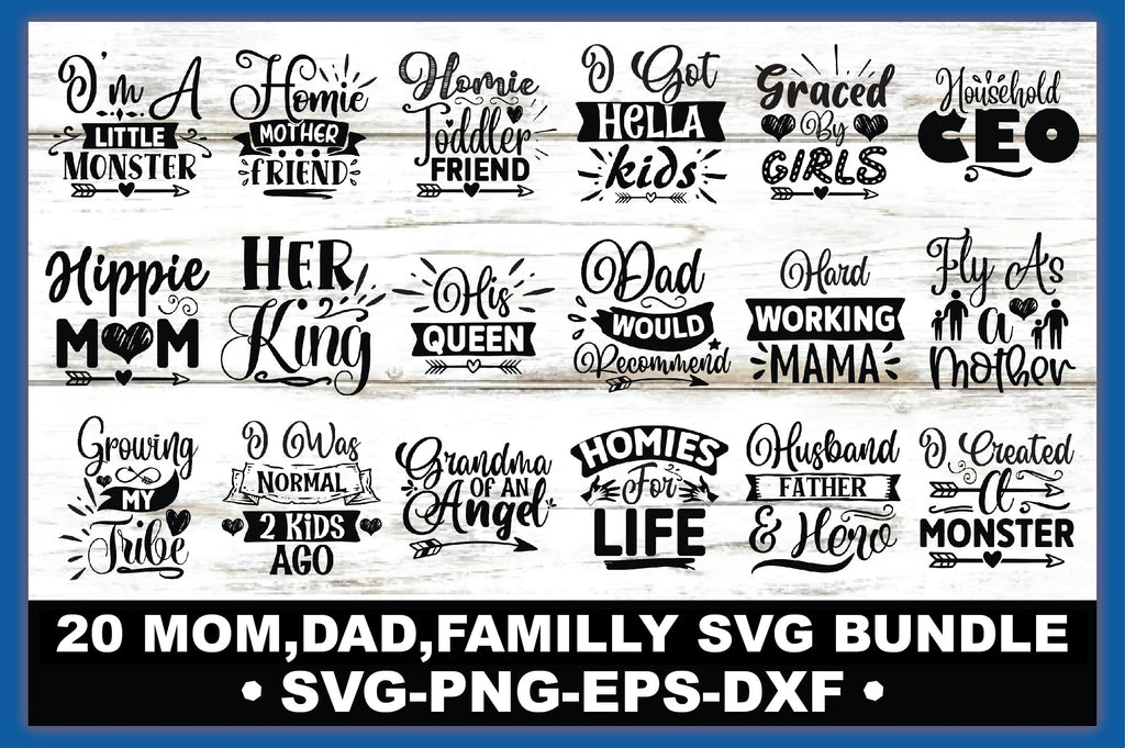 Mom,Dad,Familly SVG Bundle - So Fontsy