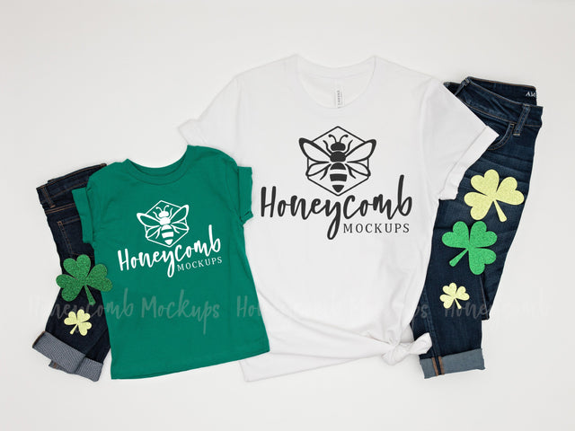 Mommy and Me St Patrick's Day Mockup, Mom and Toddler Mockup, Bella Canvas Mockup Mock Up Photo Honeycomb Mockups 