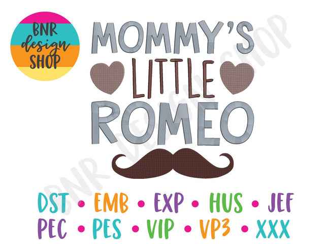 Mommy's Little Romeo Machine Embroidery Design Embroidery/Applique BNRDesignShop 