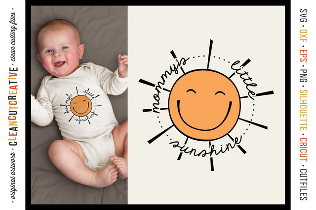 Mommy's Little Sunshine cute round SVG craft file with sun SVG CleanCutCreative 