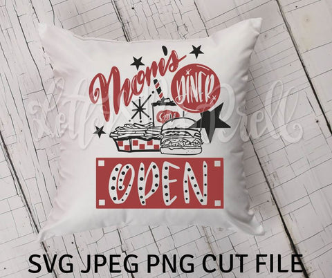 Mom's Diner Open SVG Cut File - Retro Themed Hand Lettered Design SVG Letters By Prell 
