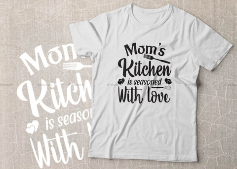 Mom’s Kitchen is seasoned with love SVG cut file, Kitchen SVG, Funny SVG, Wall Art, Kitchen Decor, Apron Design, Mothers Day SVG, Cutting Board Design, Decal Design SVG Dinvect 