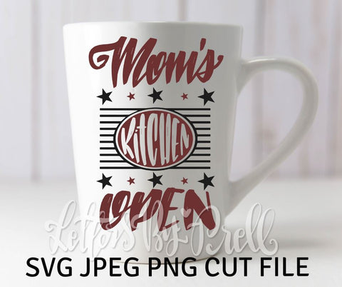 Mom's Kitchen Open SVG Cut File - Retro Themed Hand Lettered Design SVG Letters By Prell 