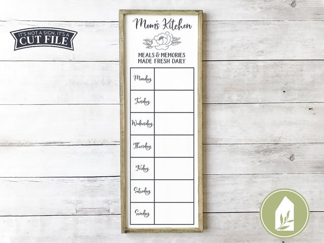 Mom's Kitchen SVG | Weekly Menu SVG | Farmhouse Sign Design SVG LilleJuniper 