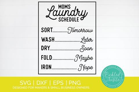 Mom's Laundry Schedule SVG SVG Pickled Thistle Creative 
