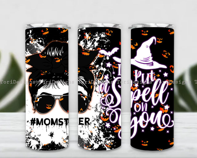 Momster 20 oz Skinny Tumbler Sublimation Designs Download, Spooky Mom Png, Tumbler Wrap Sublimation ToriDesigns 