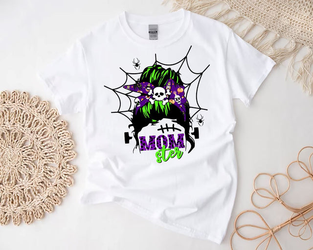 Momster png, Halloween Momlife PNG, Messy Bun png, Spooky Season Shirt png, Sublimation Digital Downloads Sublimation BouDesign 