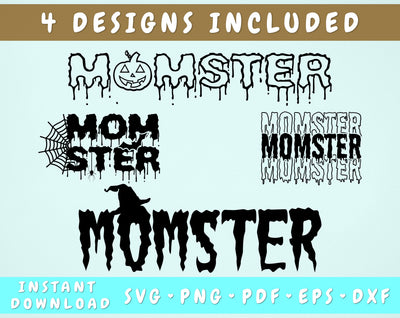 Momster SVG, Momster Cut Files for Cricut, Silhouette, Mom Halloween SVG, Funny Halloween SVG SVG HappyDesignStudio 