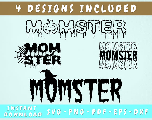 Momster SVG, Momster Cut Files for Cricut, Silhouette, Mom Halloween SVG, Funny Halloween SVG SVG HappyDesignStudio 