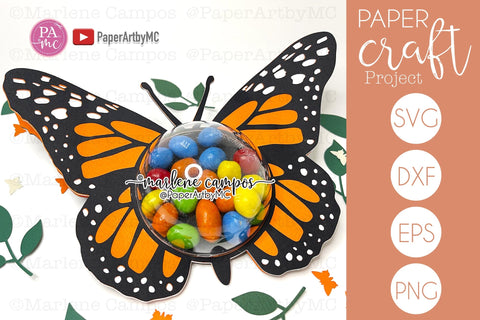 Monarch Butterfly Candy Holder Dome | SVG craft | Cut files SVG Marlene Campos 