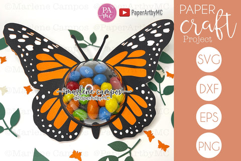 Monarch Butterfly Candy Holder Dome | SVG craft | Cut files SVG Marlene Campos 