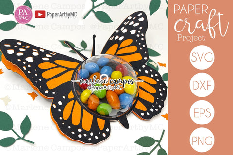 Monarch Butterfly Candy Holder Dome | SVG craft | Cut files SVG Marlene Campos 