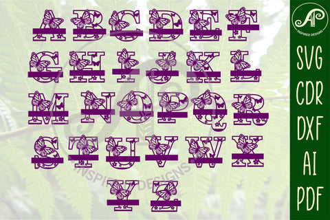 Monarch Butterfly monogram letter Name signs 3 layer design bundle SVG APInspireddesigns 