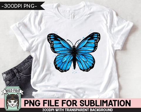 Monarch Butterfly PNG SUBLIMATION, Watercolor Butterfly Sublimation, Blue Butterfly PNG, Diabetes Awareness png, Anti Bullying, Child Abuse Sublimation Wild Pilot 