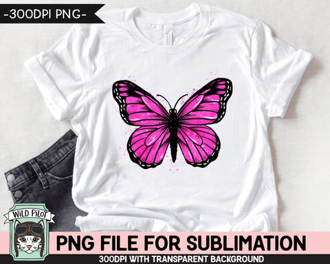 Monarch Butterfly PNG SUBLIMATION, Watercolor Butterfly Sublimation, Pink Butterfly PNG, Breast Cancer Awareness png, Women's Health png Sublimation Wild Pilot 