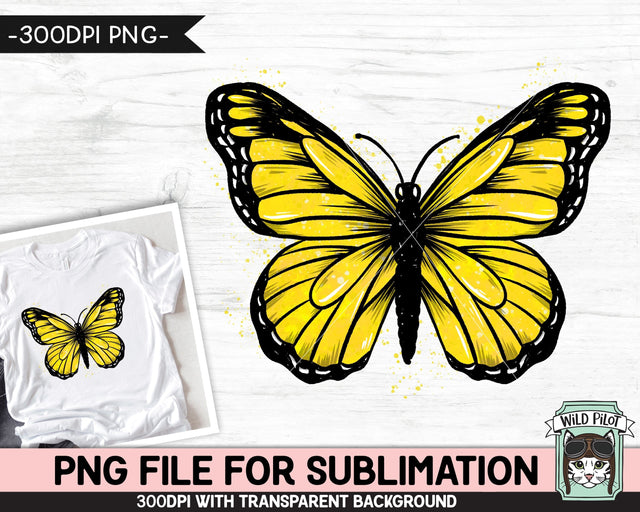 Monarch Butterfly PNG SUBLIMATION, Watercolor Sublimation, Yellow Butterfly PNG, Suicide Prevention png, Awareness png, Bone Cancer png, Support Our Troops PNG Sublimation Wild Pilot 