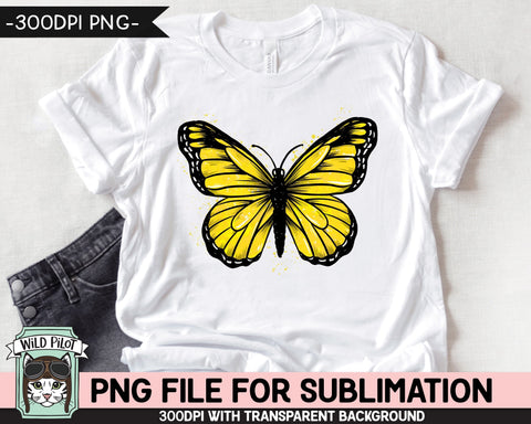 Monarch Butterfly PNG SUBLIMATION, Watercolor Sublimation, Yellow Butterfly PNG, Suicide Prevention png, Awareness png, Bone Cancer png, Support Our Troops PNG Sublimation Wild Pilot 