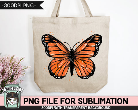Monarch Butterfly SUBLIMATION design PNG, Watercolor Butterfly Sublimation, Orange Butterfly PNG sublimation file, Cancer Awareness png file Sublimation Wild Pilot 